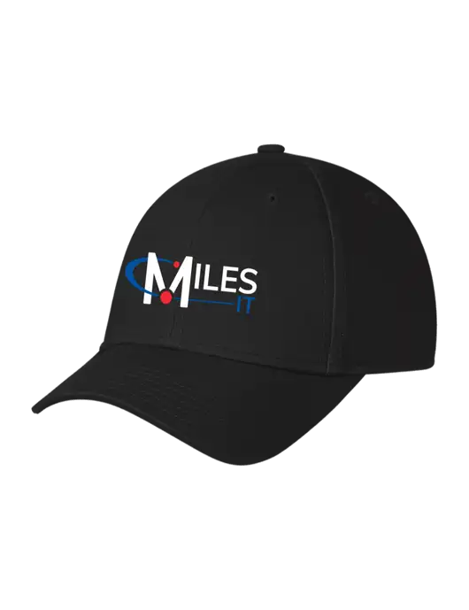 Black Structured Cap Hook & Loop w/Miles IT Logo