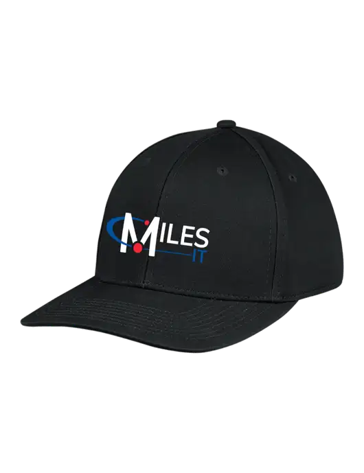Premium Modern Structured Twill Black Snapback Cap w/Miles IT Logo