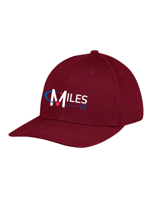 Premium Modern Structured Twill Maroon Snapback Cap w/Miles IT Logo