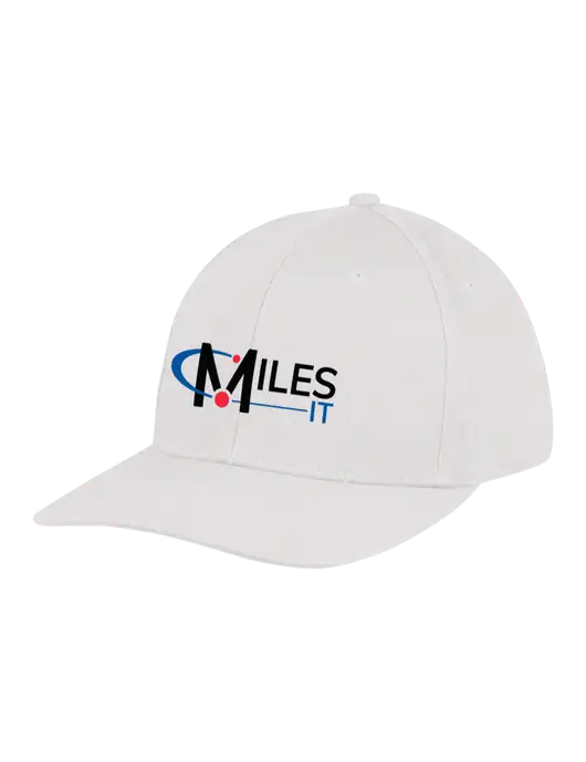 Premium Modern Structured Twill White Snapback Cap w/Miles IT Logo
