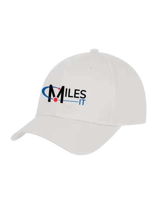 White Structured Cap Hook & Loop w/Miles IT Logo