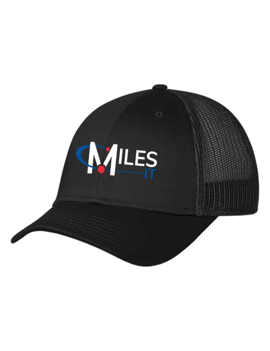 Black Mesh Trucker Cap Snap Back w/Miles IT Logo
