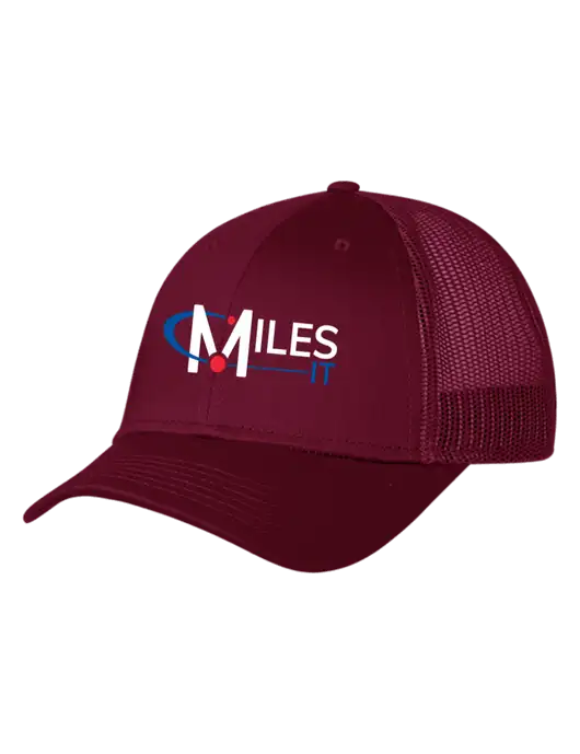 Maroon Mesh Trucker Cap Snap Back w/Miles IT Logo