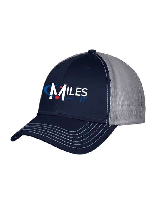 Navy & Grey Mesh Trucker Cap Snap Back w/Miles IT Logo