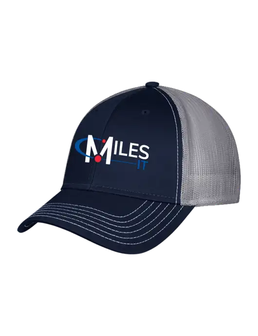 Navy/Grey Mesh Trucker Cap Snap Back w/Miles IT Logo