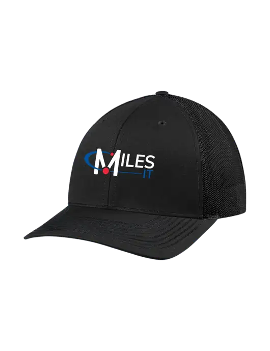 Richardson Adjustable Snapback Original 112 Trucker Cap Black w/Black Mesh w/Miles IT Logo