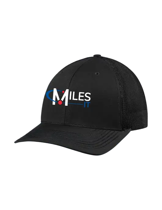 Richardson Adjustable Snapback Original 112 Trucker Cap Black w/Black Mesh w/Miles IT Logo