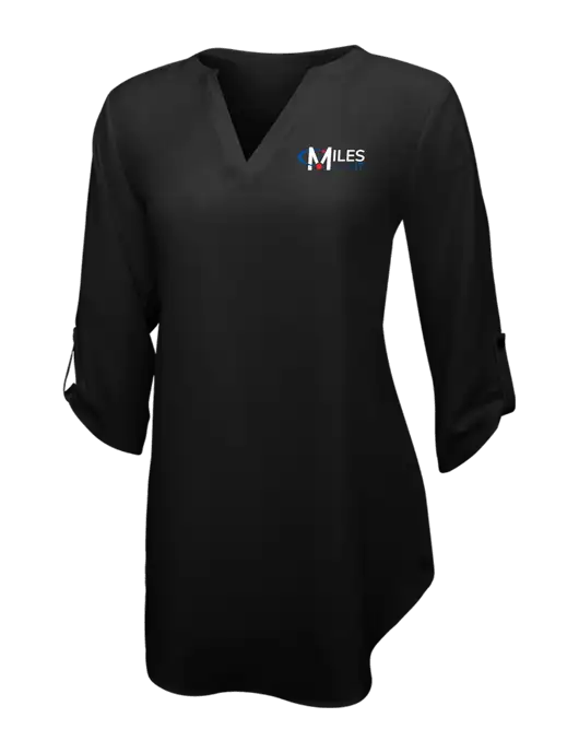 Womens Black 3/4 Sleeve Tunic Blouse w/Miles IT Logo