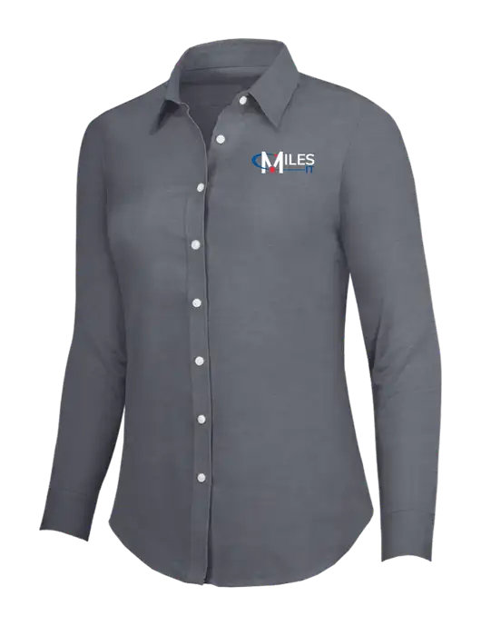 Dark Grey Womens SuperPro Oxford Shirt w/Miles IT Logo