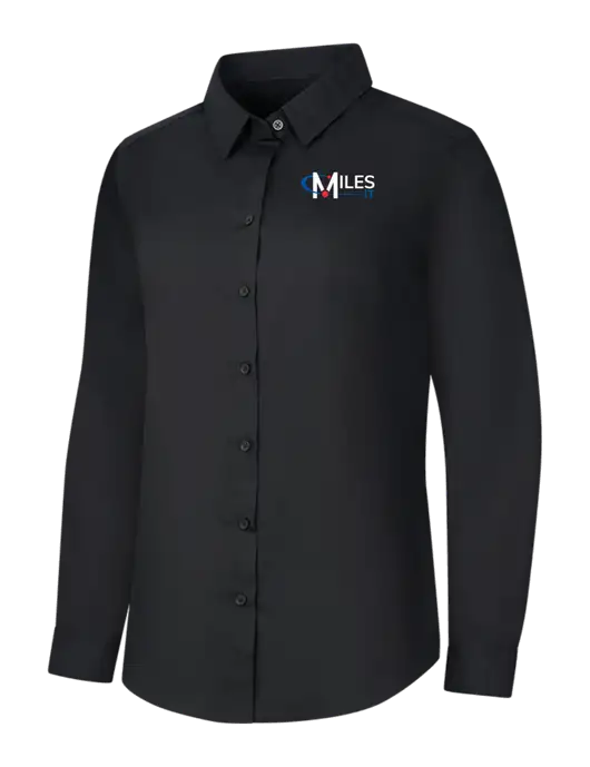 Womens Black Long Sleeve Carefree Poplin Shirt w/Miles IT Logo