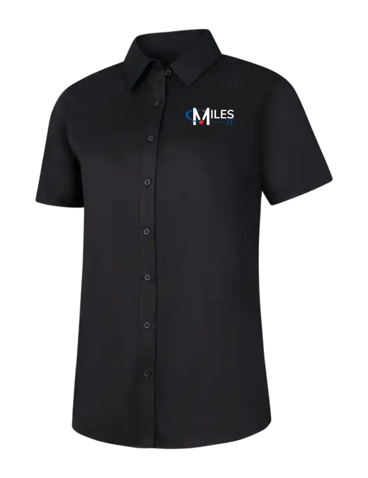 Womens Black Short Sleeve Superpro React Twill Shirt w/Miles IT Logo