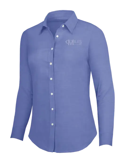 Navy Womens SuperPro Oxford Shirt w/Miles IT Logo