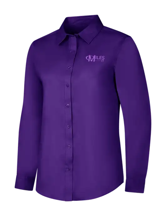 Purple Womens Long Sleeve Superpro React Twill Shirt w/Miles IT Logo