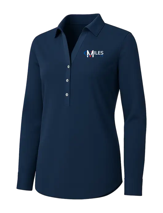 Womens Navy City Stretch Shirt w/Miles IT Logo
