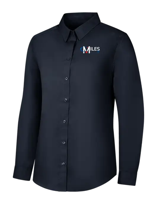 Womens River Blue Navy Long Sleeve Carefree Poplin Shirt w/Miles IT Logo