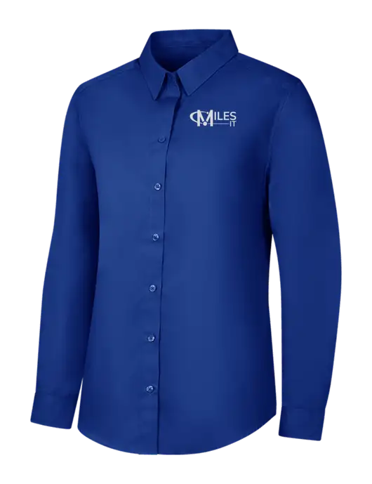 Womens Royal Long Sleeve Carefree Poplin Shirt w/Miles IT Logo