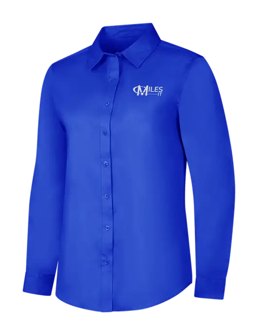 Womens Long Sleeve Dark Royal Superpro React Twill Shirt w/Miles IT Logo