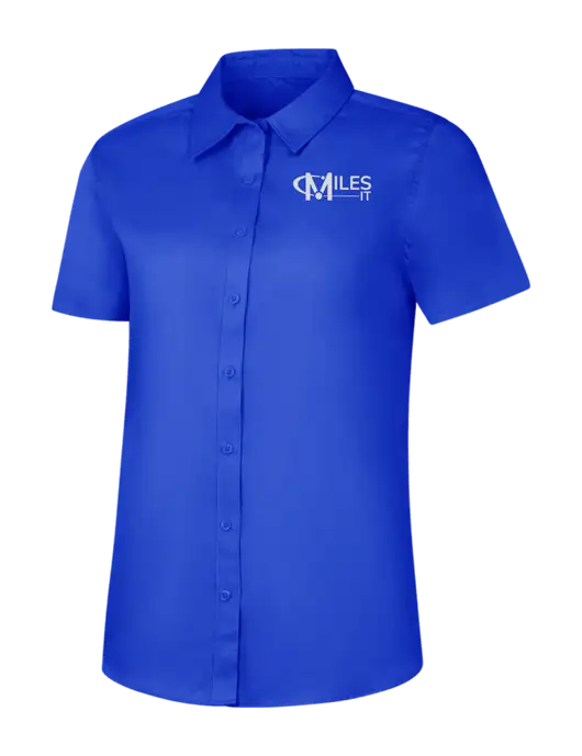Womens Short Sleeve Dark Royal Superpro React Twill Shirt w/Miles IT Logo
