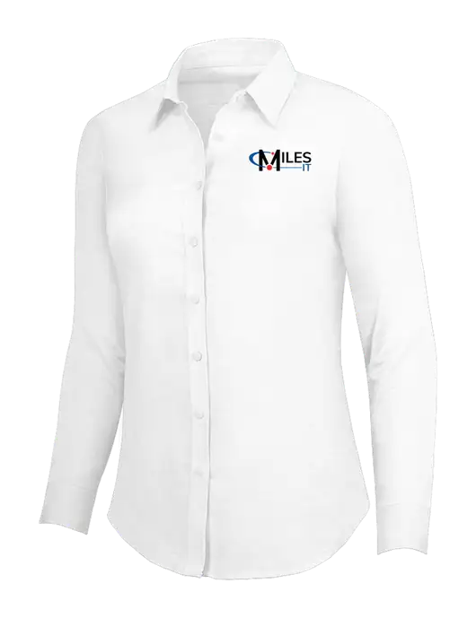 White Womens SuperPro Oxford Shirt w/Miles IT Logo