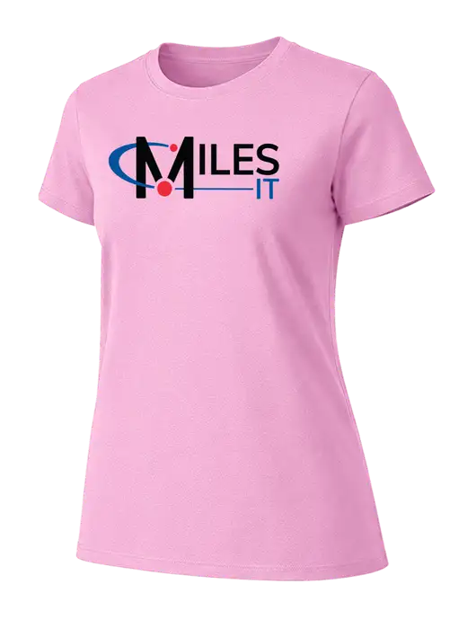 Womens Ring Spun Candy Pink 4.5 oz T-Shirt w/Miles IT Logo