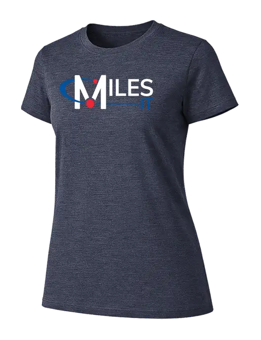 Womens Ring Spun Heather Navy 4.5 oz T-Shirt w/Miles IT Logo