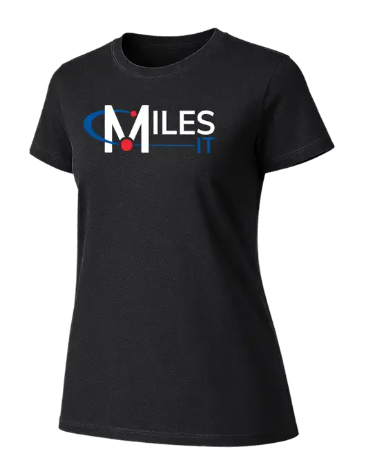 Womens Ring Spun Jet Black 4.5 oz T-Shirt w/Miles IT Logo