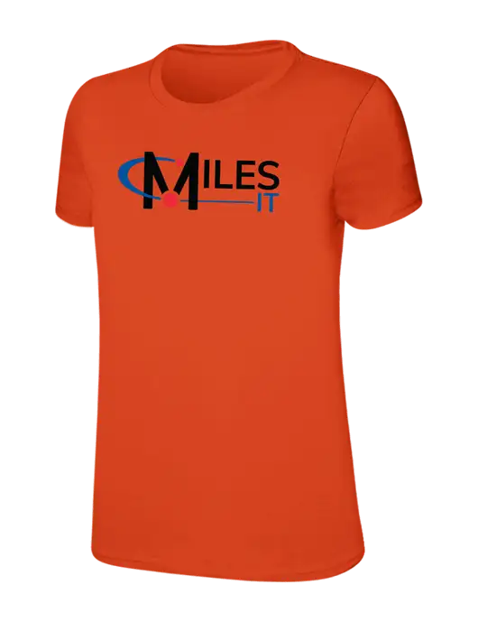 Womens Ring Spun Orange 4.5 oz T-Shirt w/Miles IT Logo