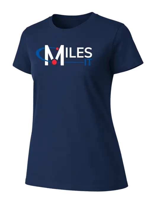 Womens Ring Spun Navy 4.5 oz T-Shirt w/Miles IT Logo