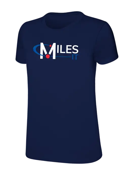 Womens Ring Spun Navy 4.5 oz T-Shirt w/Miles IT Logo