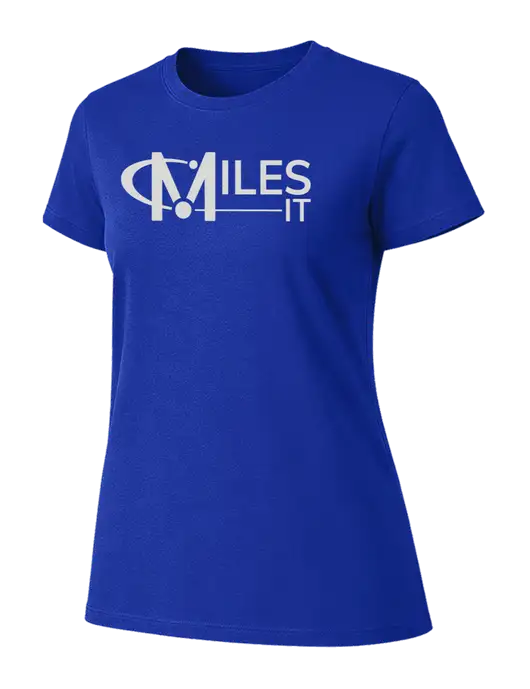 Womens Ring Spun Royal 4.5 oz T-Shirt w/Miles IT Logo
