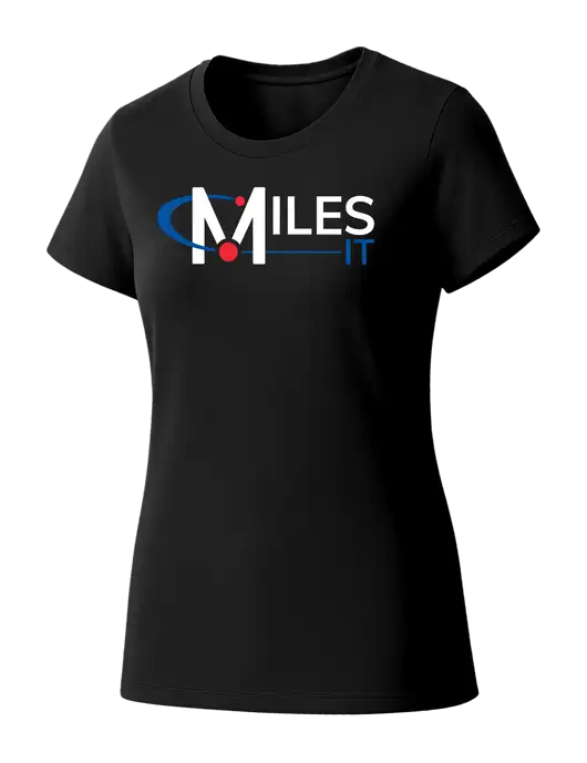 Womens Seriously Soft Black T-Shirt w/Miles IT Logo