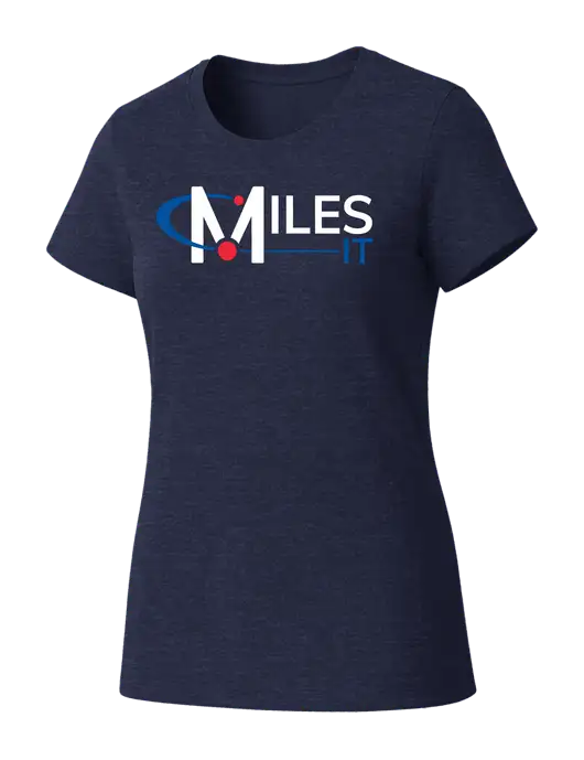 Womens Seriously Soft Heathered Navy T-Shirt w/Miles IT Logo
