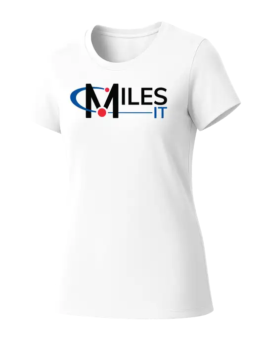 Womens Seriously Soft White T-Shirt w/Miles IT Logo