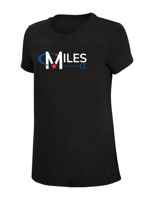 Womens Simply Soft Black 4.5oz Poly/Combed Ring Spun Cotton T-Shirt w/Miles IT Logo