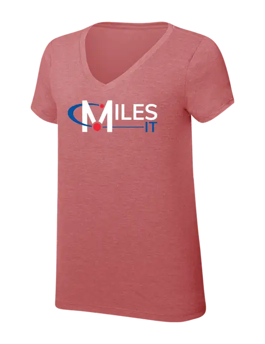 Womens Simply Soft V-Neck Blush Frost 4.5oz  Poly/Combed Ring Spun Cotton T-Shirt w/Miles IT Logo