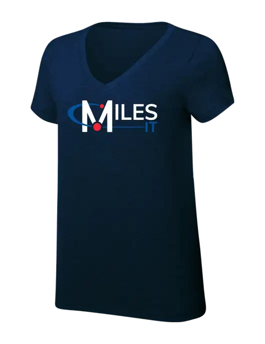 Womens Simply Soft V-Neck New Navy 4.5oz  Poly/Combed Ring Spun Cotton T-Shirt w/Miles IT Logo