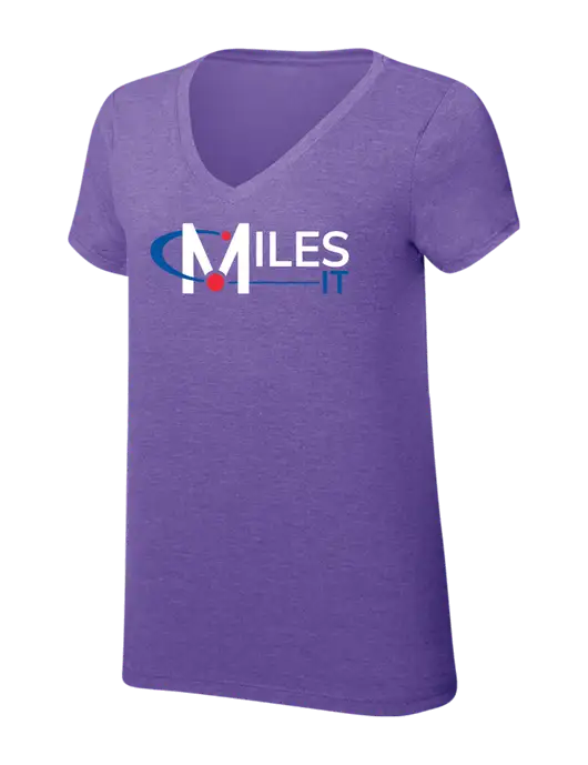 Womens Simply Soft V-Neck Purple Frost 4.5oz  Poly/Combed Ring Spun Cotton T-Shirt w/Miles IT Logo