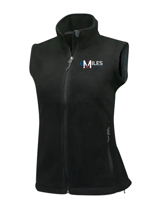 Womens Black Fleece Vest w/Miles IT Logo