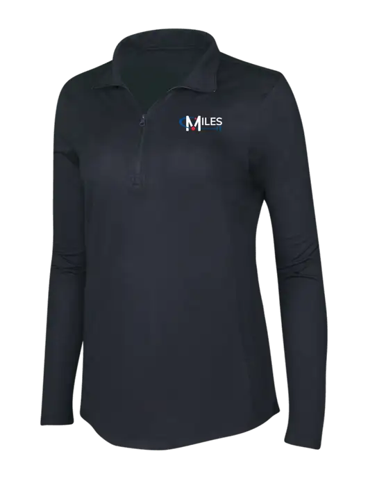 Black Triad Solid Womens Posicharge Tri-Blend Wicking 1/4 Zip Pullover w/Miles IT Logo