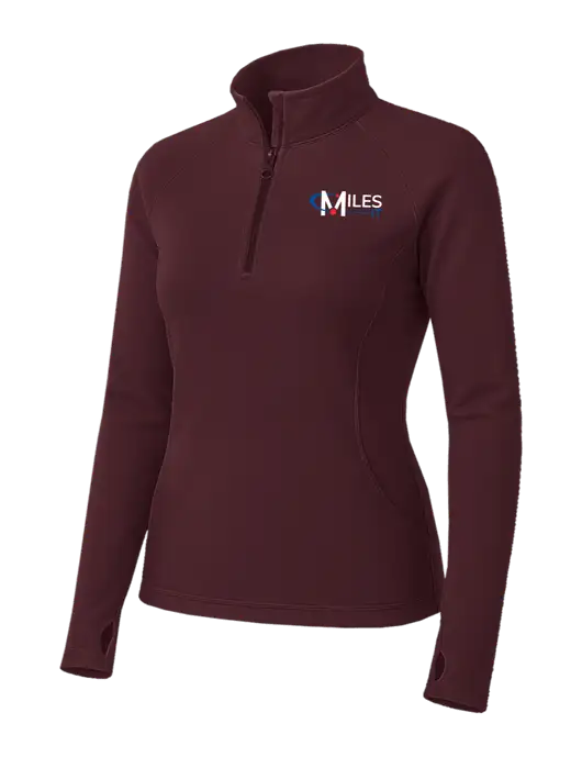 Maroon Womens Sport Wick Stretch 1/4 Zip Pullover w/Miles IT Logo