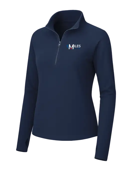 Womens Navy Microfleece 1/2 Zip Pullover w/Miles IT Logo