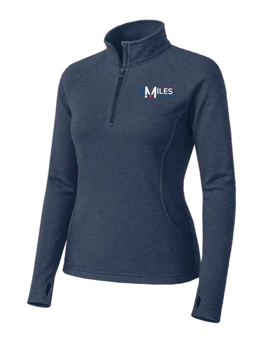 Navy Heather Womens Sport Wick Stretch 1/4 Zip Pullover w/Miles IT Logo