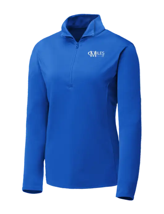 Dark Royal Womens Posicharge Competitor ¼ Zip Pullover w/Miles IT Logo