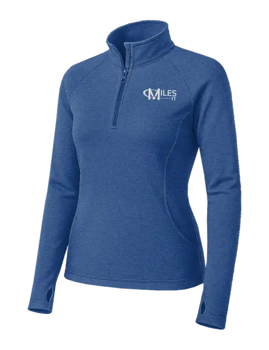 Royal Heather Womens Sport Wick Stretch 1/4 Zip Pullover w/Miles IT Logo