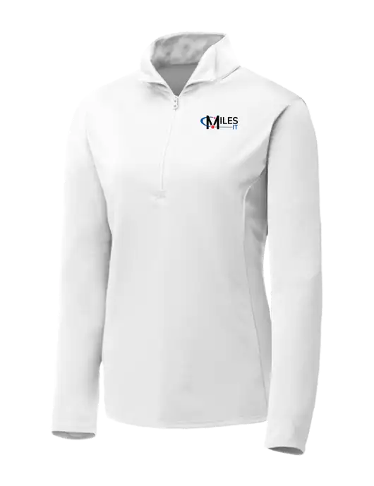 White Womens Posicharge Competitor ¼ Zip Pullover w/Miles IT Logo
