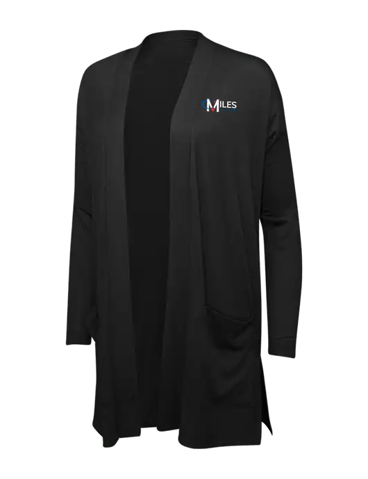 Black Womens Concept Long Pocket Cardigan w/Miles IT Logo