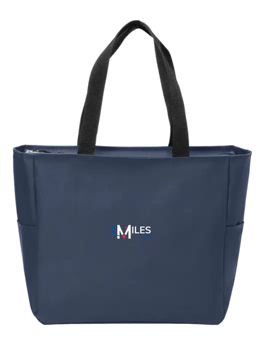 Everyday Navy Zip Tote  w/Miles IT Logo