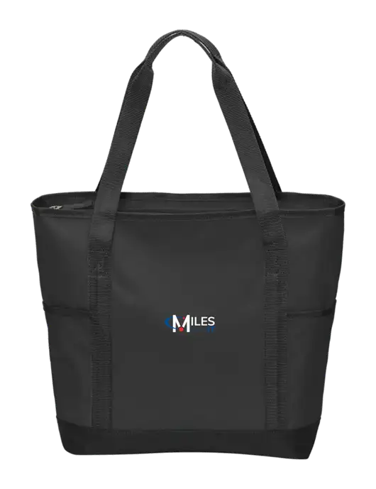 On the Go Black/Black Tote w/Miles IT Logo