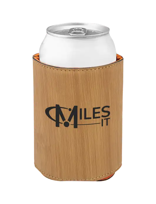 Bamboo Leatherette Beverage Holder w/Miles IT Logo