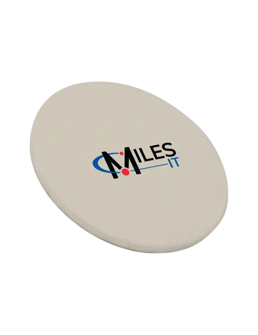 Round Sandstone Coaster w/Miles IT Logo
